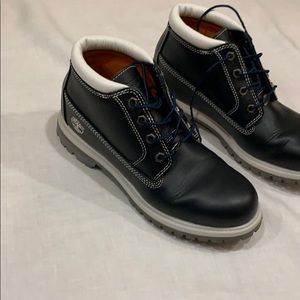 Blue Leather Ankle Boots